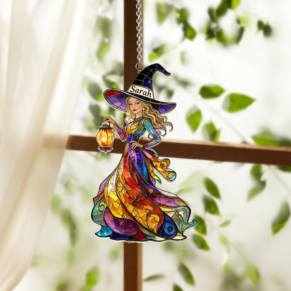 Custom Any Photo - Personalized Witch Window Hanging Suncatcher Ornament