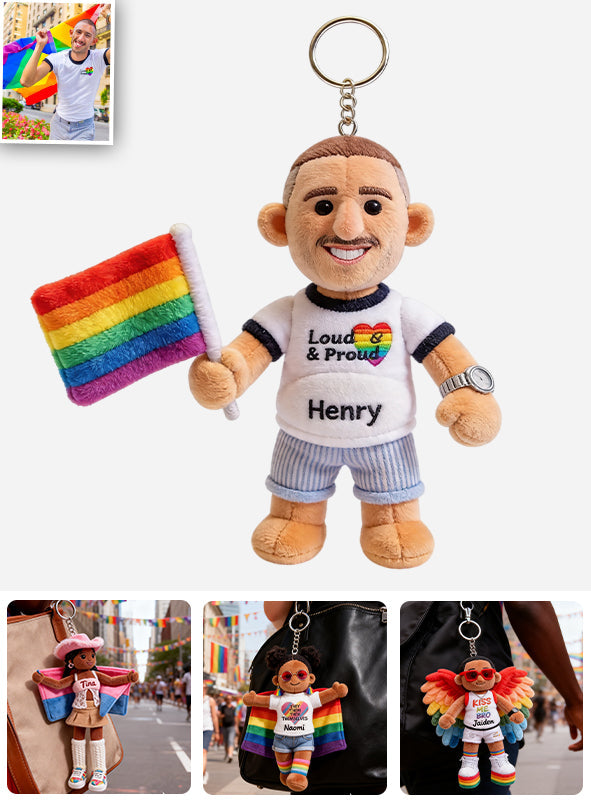 Custom Any Photo Love Is Love - Personalized LGBT Support Plush Keychain