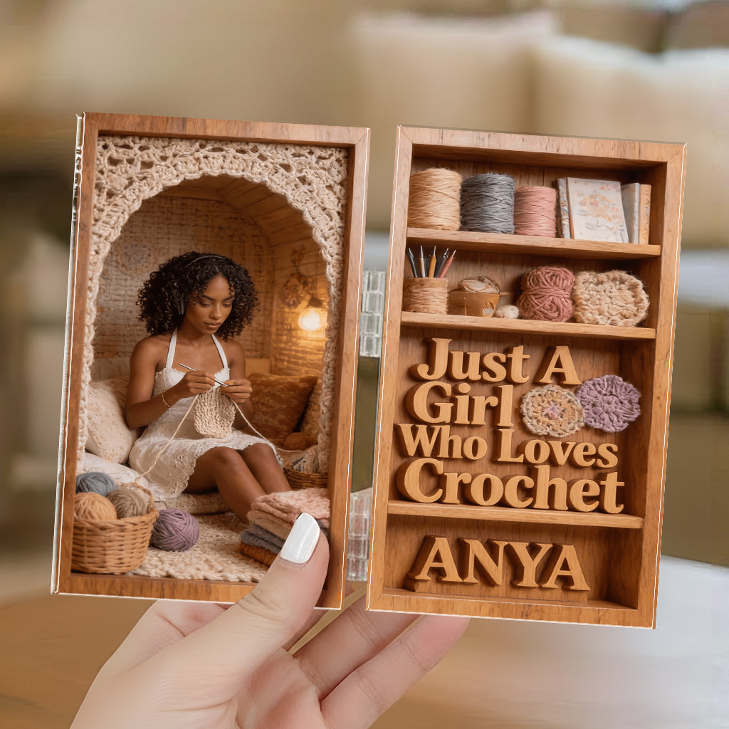 Just A Girl Who Loves Crocheting - Personalized Crocheting Acrylic Diptych