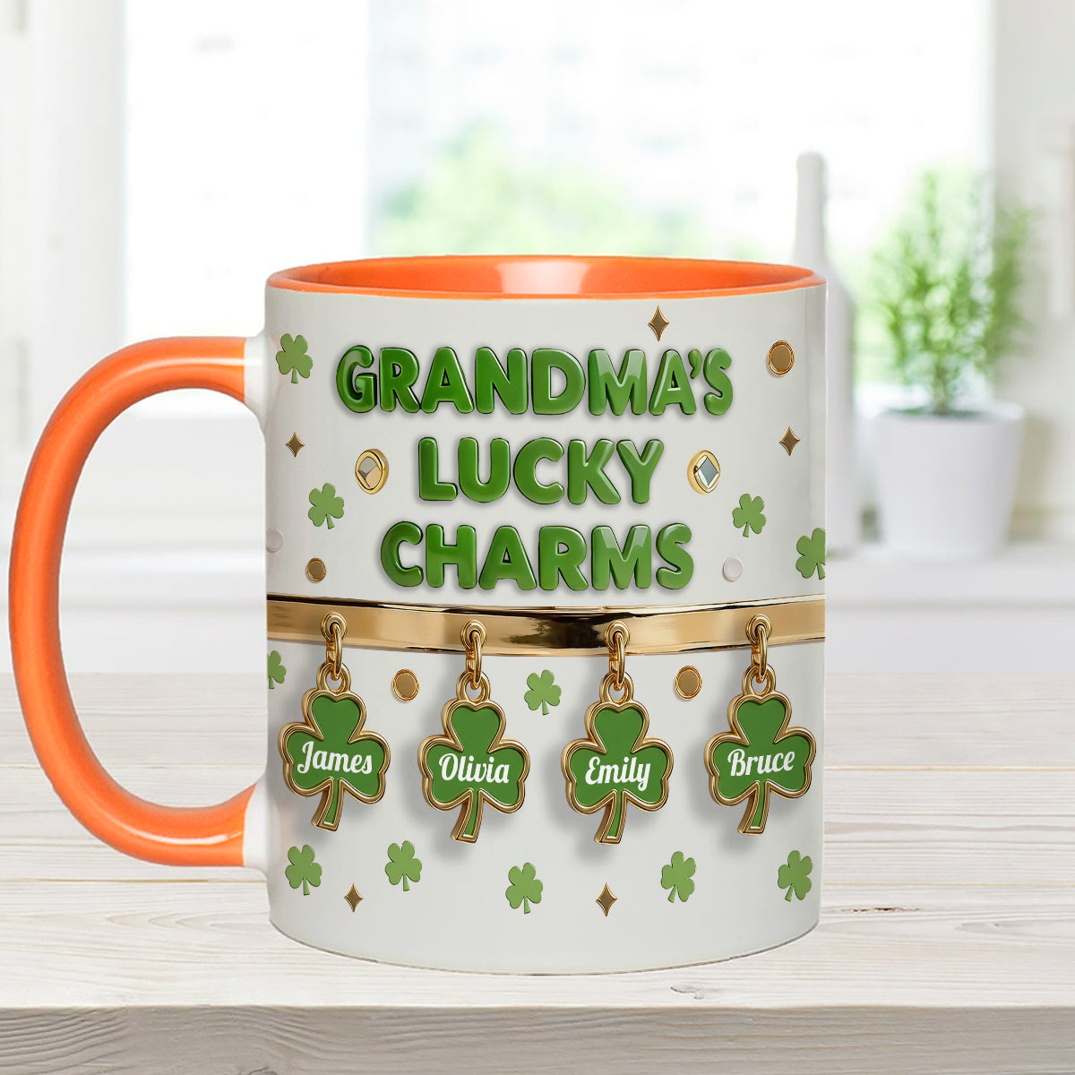 Grandma's Lucky Charms - Personalized Grandma Set Accent Mug With Acrylic Stirrers