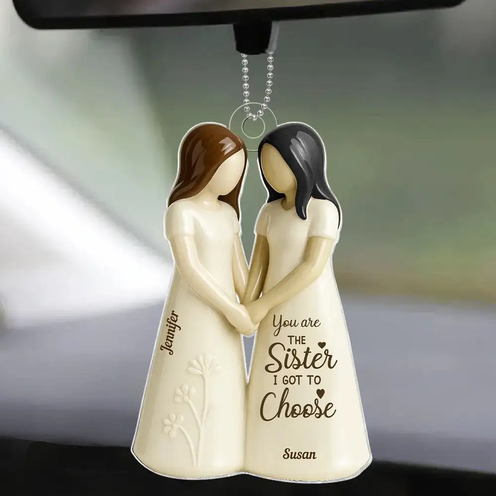 Hand-in-Hand Sisters Acrylic Ornament – You Are the Sister I Got to Choose – Heartfelt Custom Gift for Friends Who Are Like Family