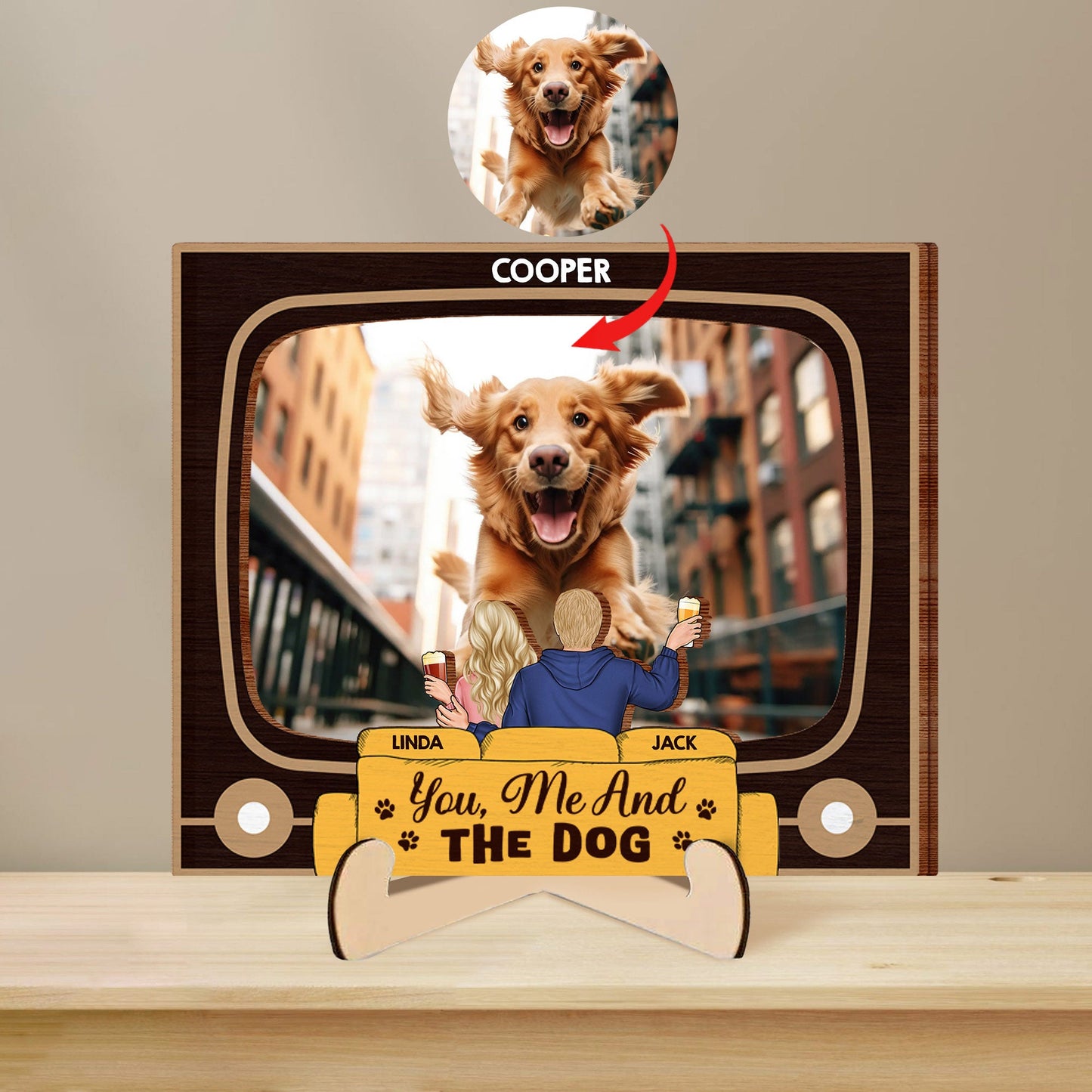 2-Layer Wooden Plaque - Celebrate Moments with You, Me, and the Dog