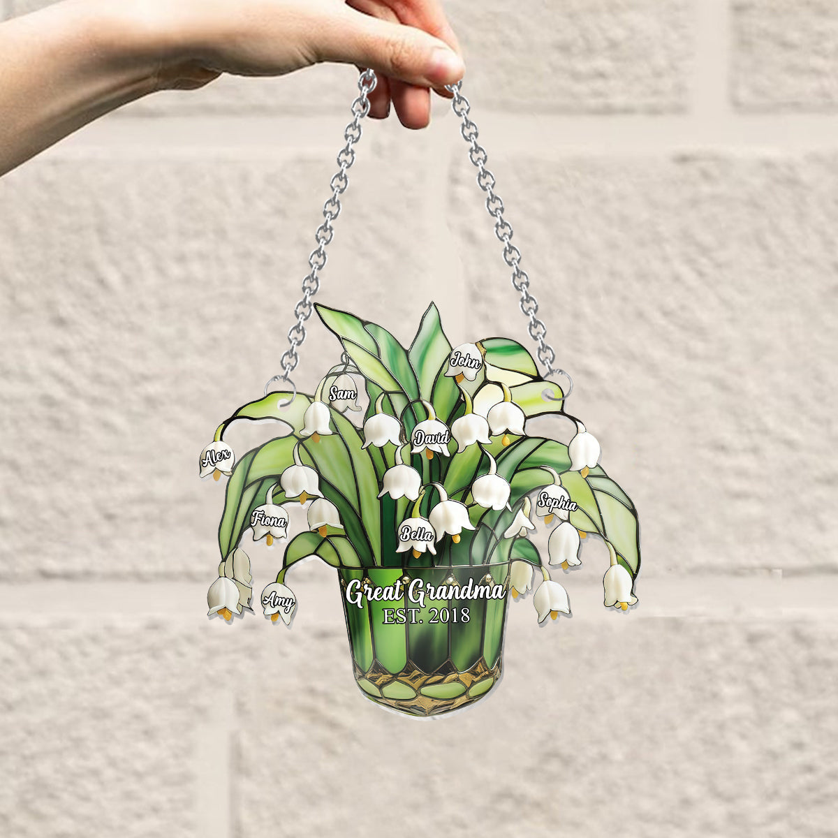 Lily Of The Valley Nana Mom Great Grandma - Personalized Grandma Window Hanging Suncatcher Ornament