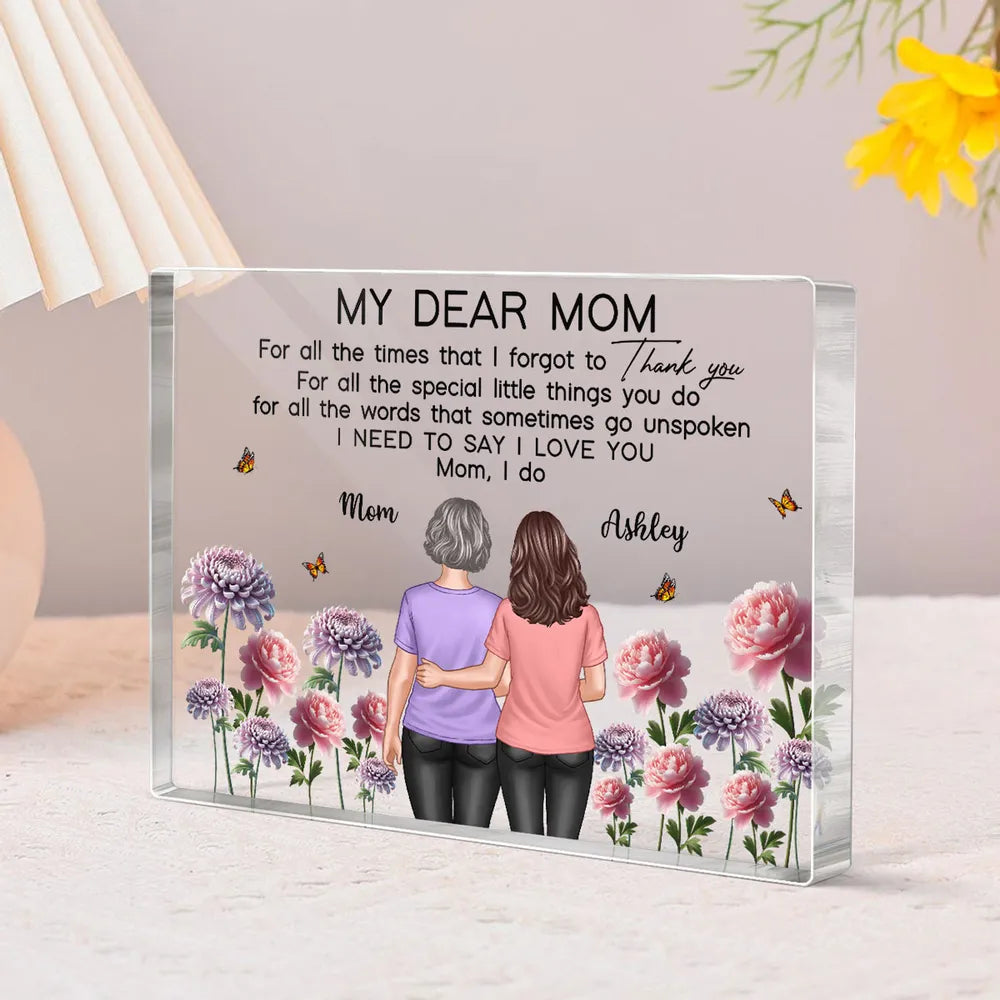 Mother-Daughter Acrylic Plaque with Flower Field Design