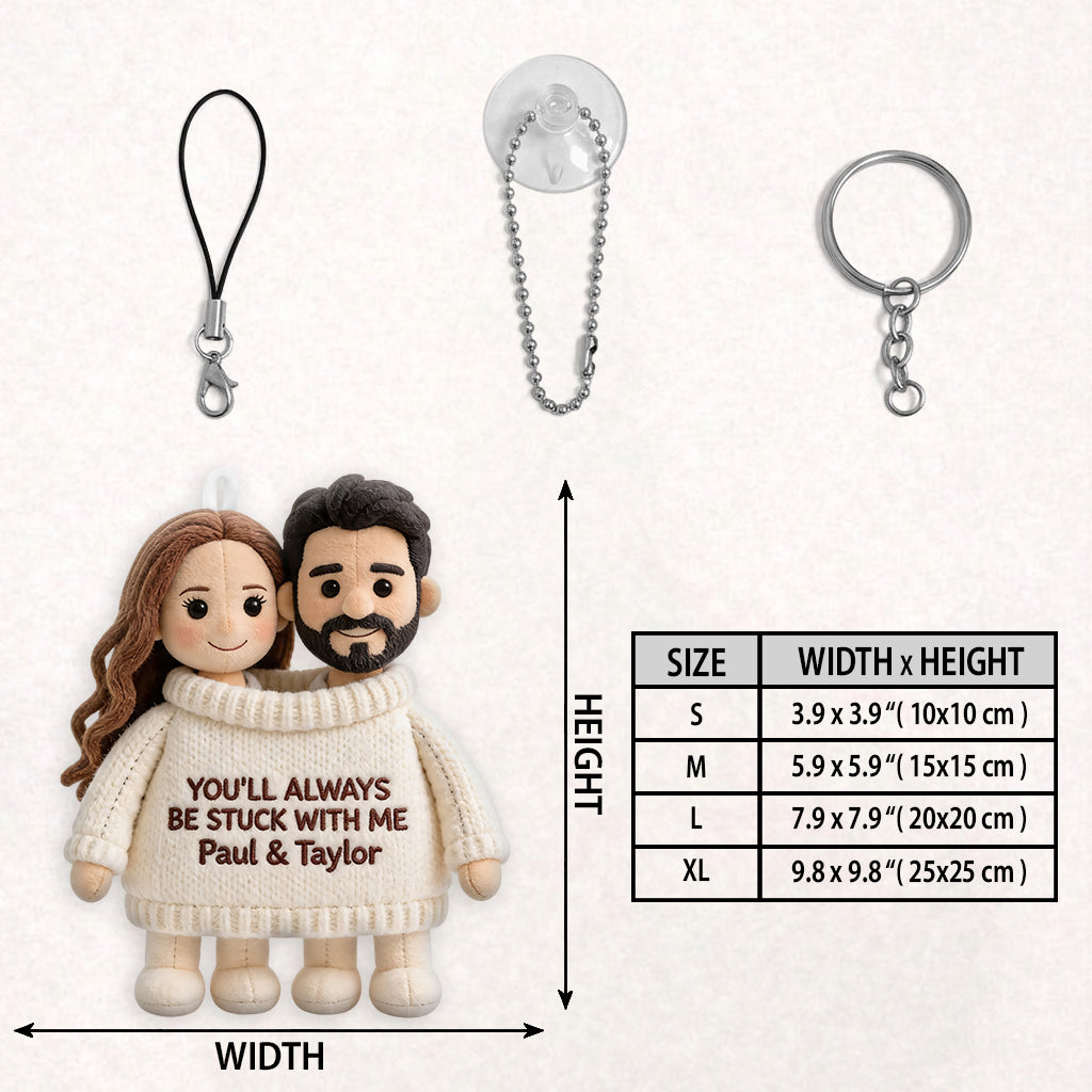 Always Stuck With Me - Personalized Couple Plush Keychain