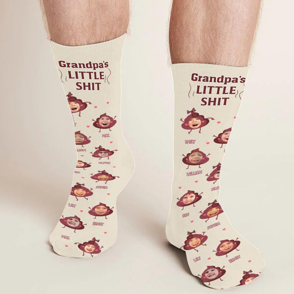 Daddy Little Shits - Gift for dad, grandma, grandpa, mom, uncle, aunt, brother, sister - Personalized Socks