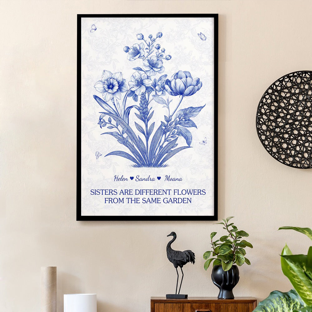 Sisters Floral Art Poster – Heartwarming Wall Décor, Gift-Ready for Loved Ones