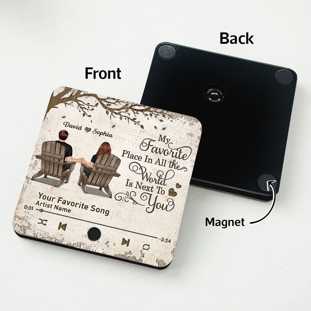 “My Favorite Place Is Next to You” Personalized Fridge Magnet – Romantic Gift for Couples