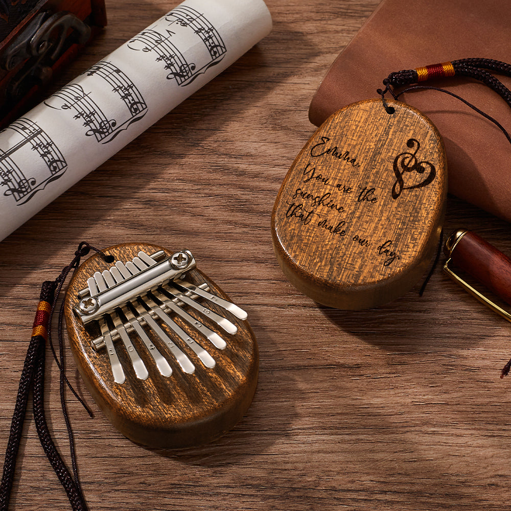 Custom Name You Are The Sunshine Kalimba With Message Mini Thumb Piano 8 Keys - gift for anyone - Personalized Kalimba