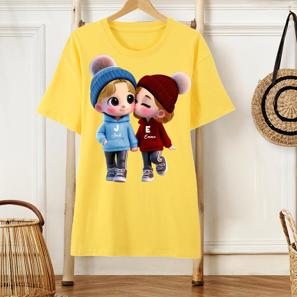 Personalized Couple 2-Layer Wooden Plaque – Custom Cartoon Couple Design with Names, Perfect Gift for Couples