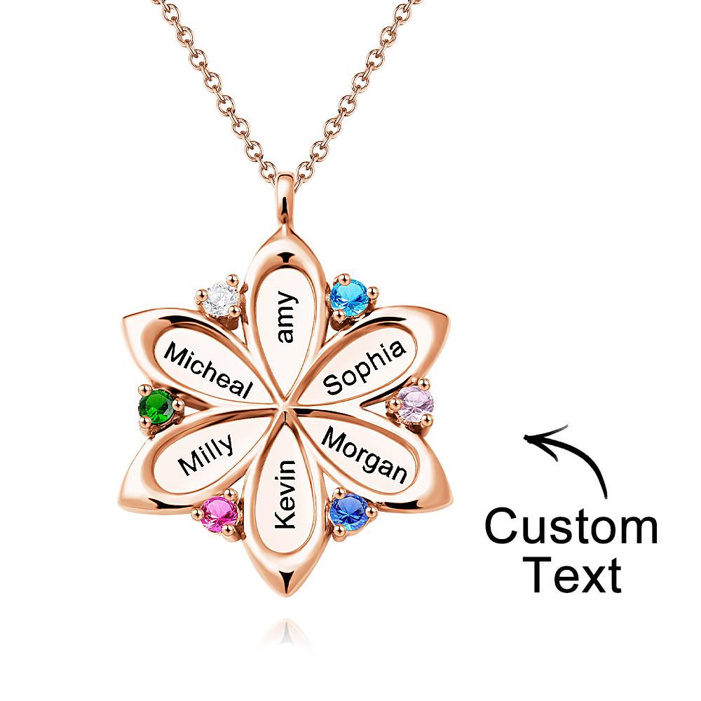Flower Pendant - Personalized Mother Name Flower Necklace
