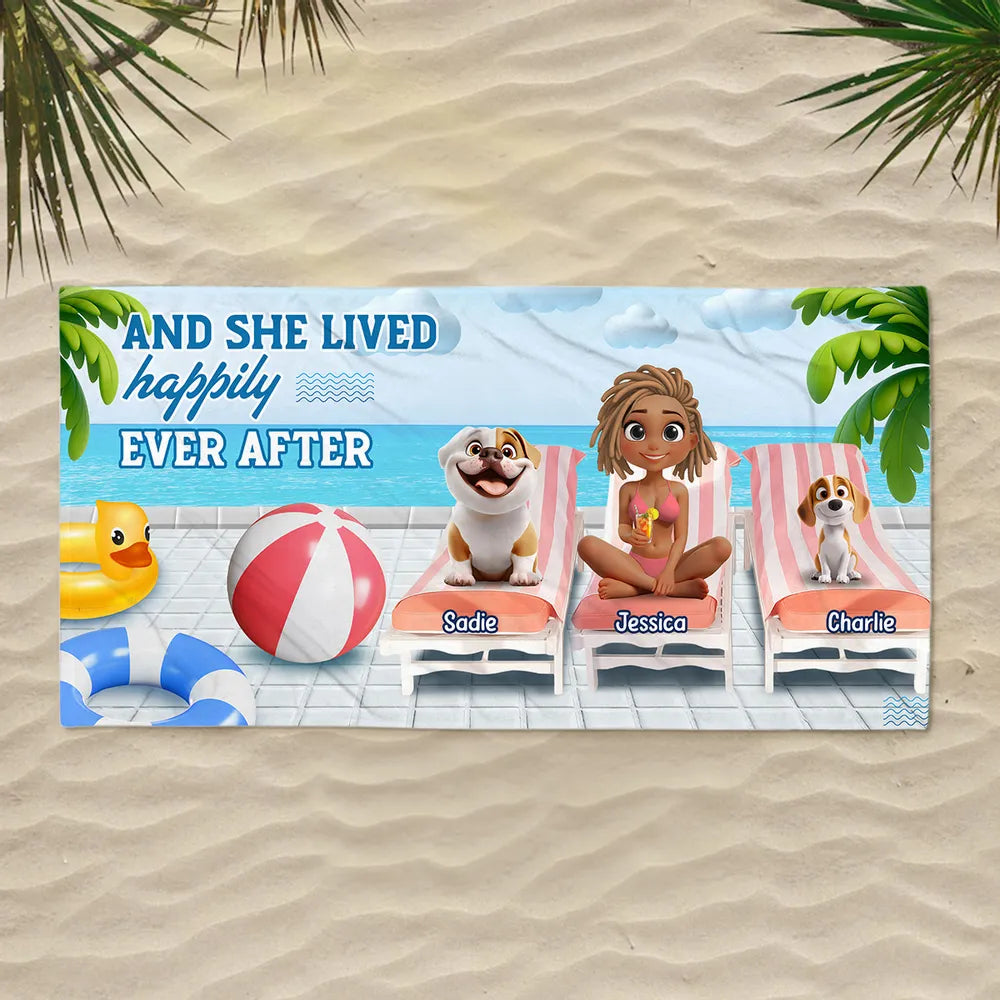 Personalized “Happily Ever After” Beach Towel – Dog-Lover Gift for Her