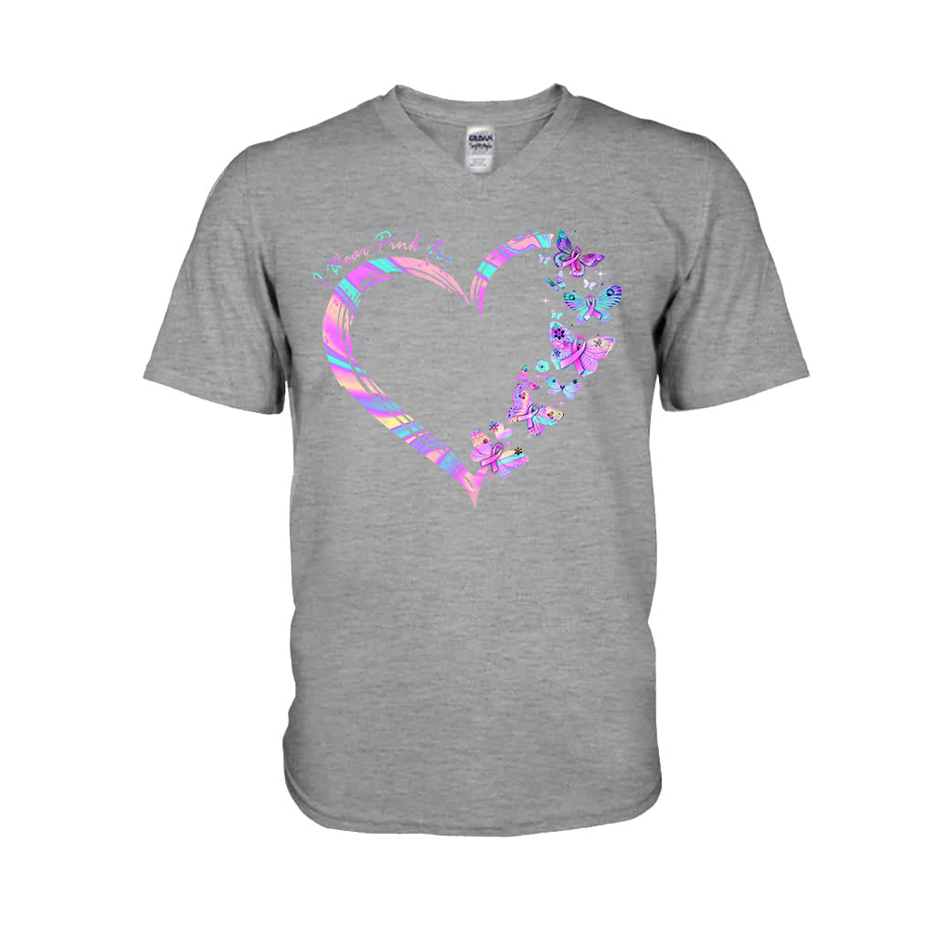 I Wear Pink - Breast Cancer Awareness Personalized T-shirt And Hoodie