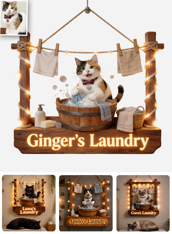 Laundry Boss - Personalized Cat LED Light Acrylic Sign