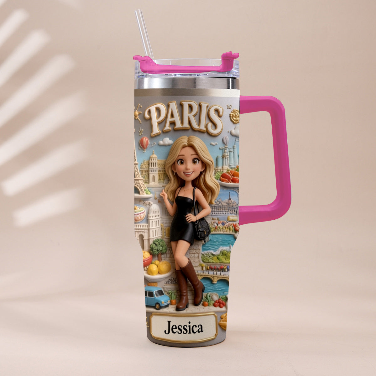 Just A Girl Who Loves Travelling - Personalized Travelling Tumbler With Handle