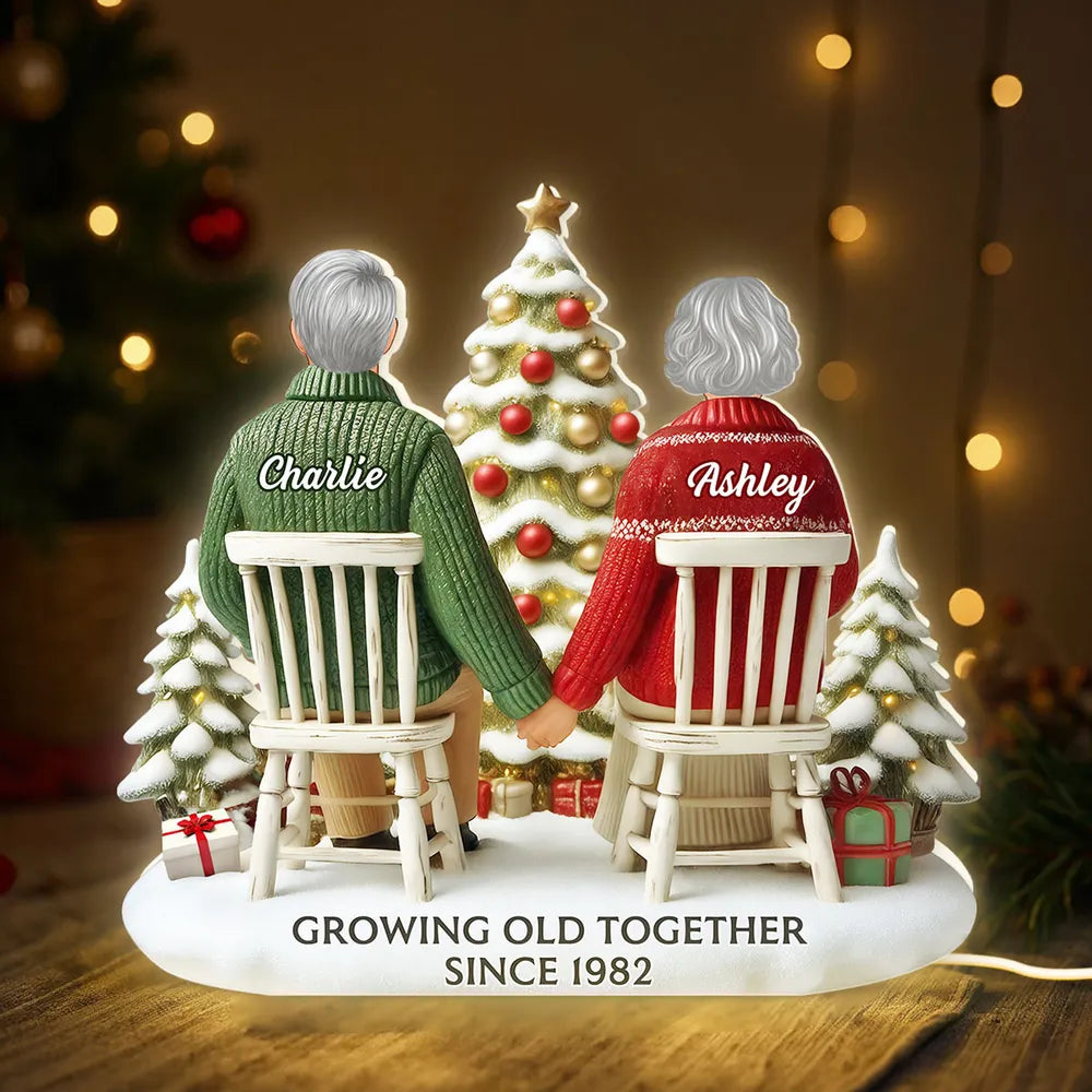 Custom Couple Acrylic Light Box with Cozy Christmas Tree, Soft Bedroom Lamp and Unique Romantic Gift
