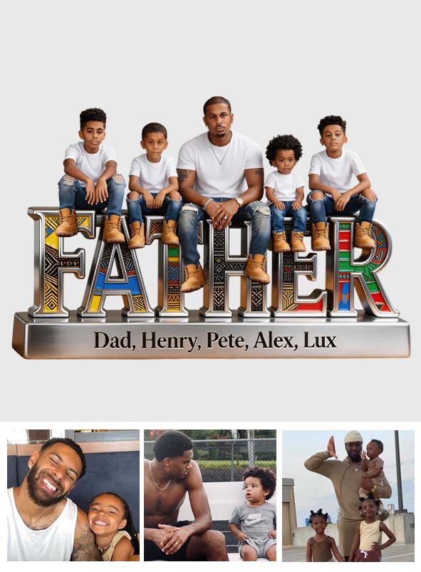 Black Father - Personalized Father Custom Shaped Acrylic Plaque