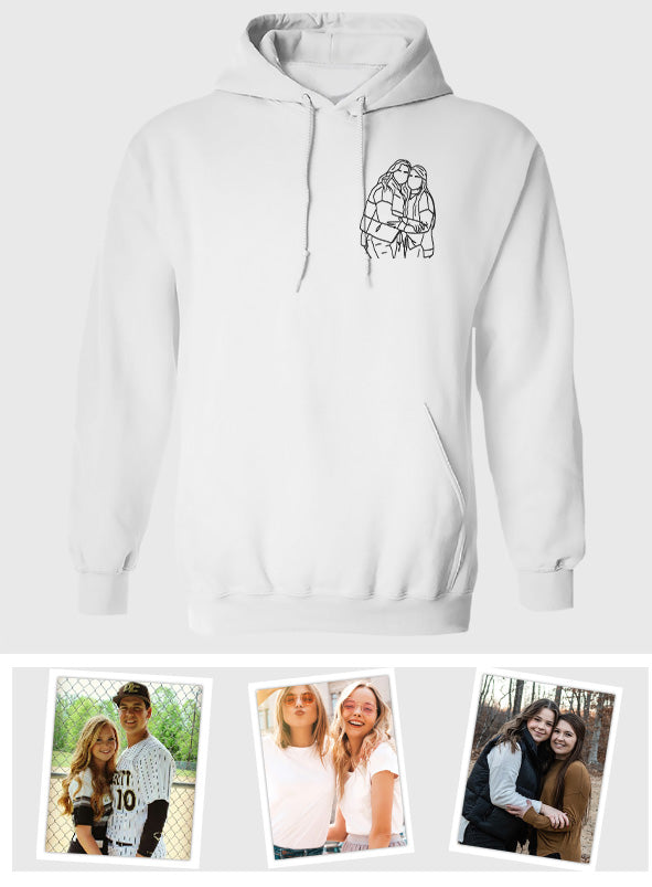 Custom Line Art - Personalized Sibling Embroidered Hoodie