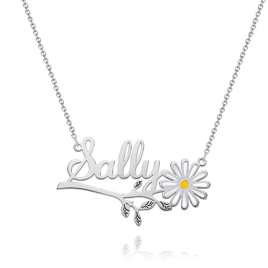 Any Name Daisy Flower - Personalized Daisy Name Necklace