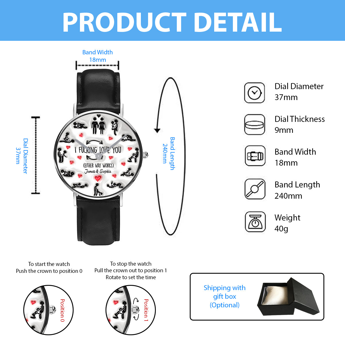 I Love You - Personalized Couple Hand Watch