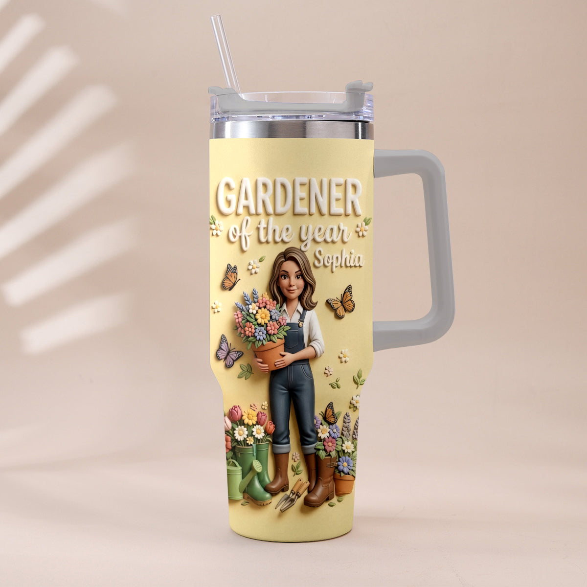 Gardener Of The Year - Personalized Gardening Tumbler With Plush Charm