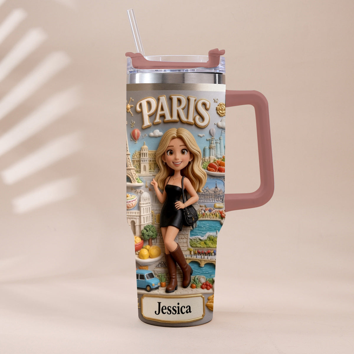 Just A Girl Who Loves Travelling - Personalized Travelling Tumbler With Handle