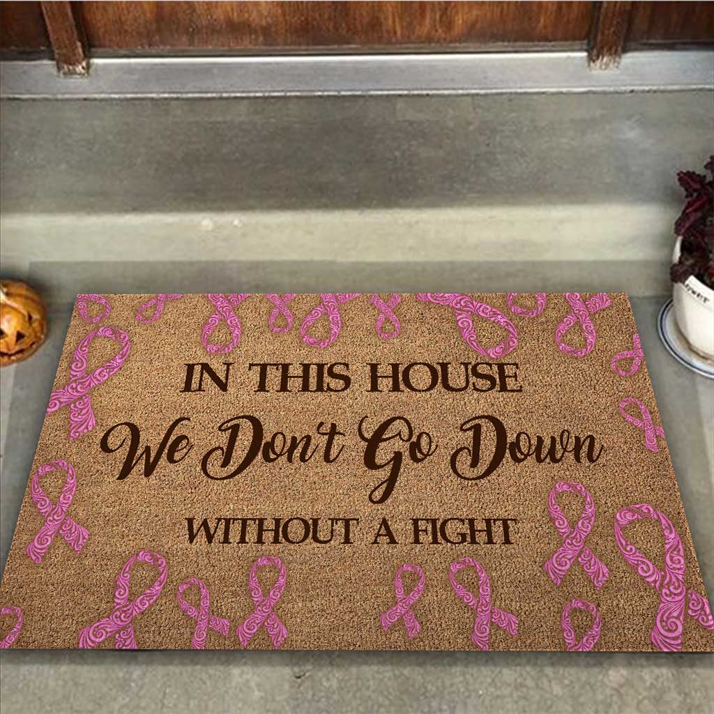 In This House - Breast Cancer Awareness Coir Pattern Print Doormat