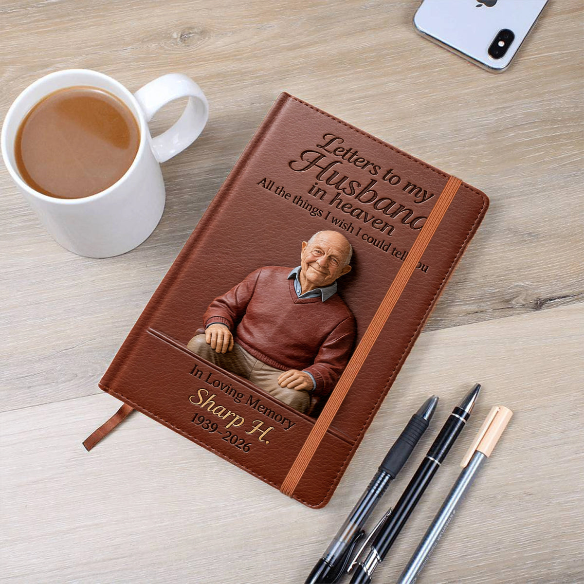 Letter To Heaven - Personalized Memorial Leather Journal
