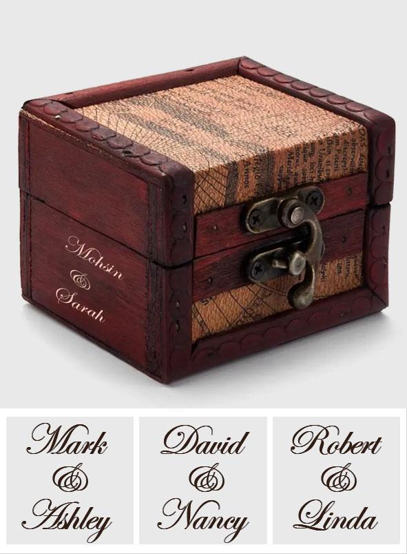 Custom Text - Personalized Wooden Vintage Mini Storage Box