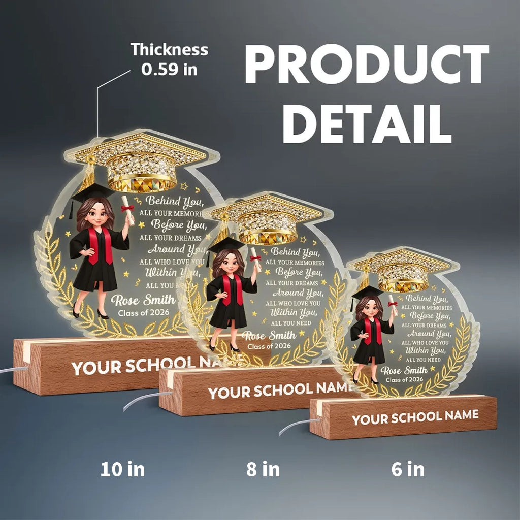 Personalized Block LED Light Plaque Graduation Night Light, Cap & Diploma Design, Cozy Bedside Gift For Graduates