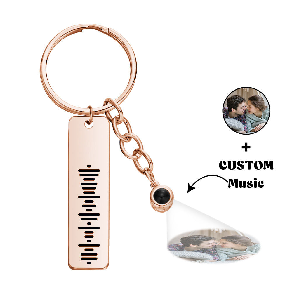 Custom Music Code Projection Music Code Projection Keychain - gift for anyone, who lost a loved one - Personalized Keychain