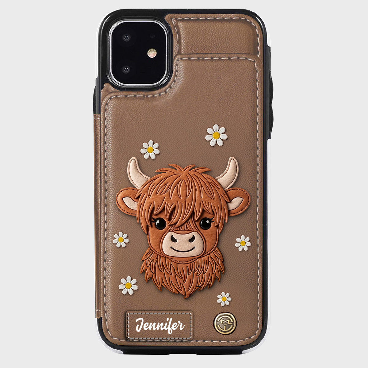 Adorable Highland Cow - Personalized Highland Cow Wallet Phone Case