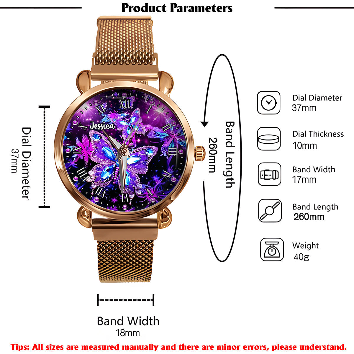 Butterfly Lovers - Personalized Butterfly Women Hand Watch