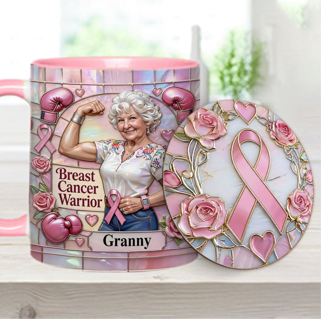 I'm A Warrior - Personalized Breast Cancer Awareness Accent Mug & Coaster