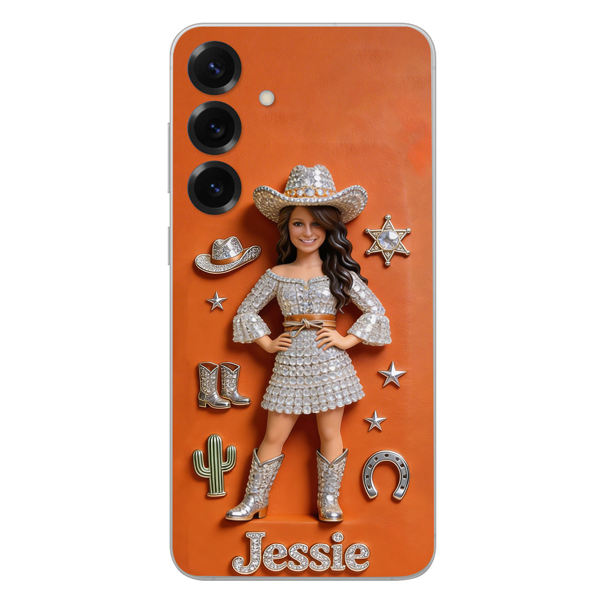 Cowgirl Spirit - Personalized Cowgirl 3D Embossed Leather Phone Case