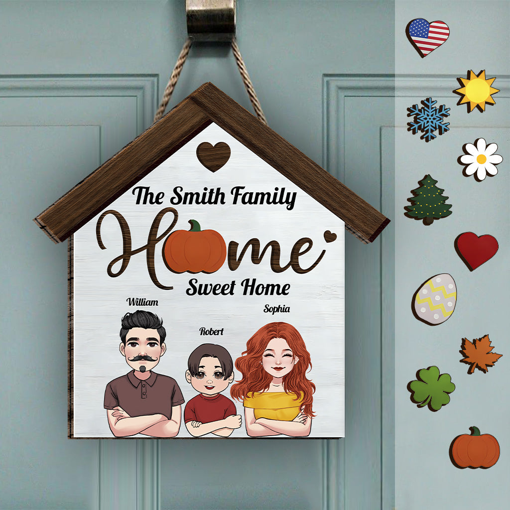 Home Sweet Home - Personalized Family Interchangeable Wood Sign