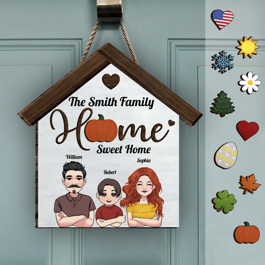 Home Sweet Home - Personalized Family Interchangeable Wood Sign