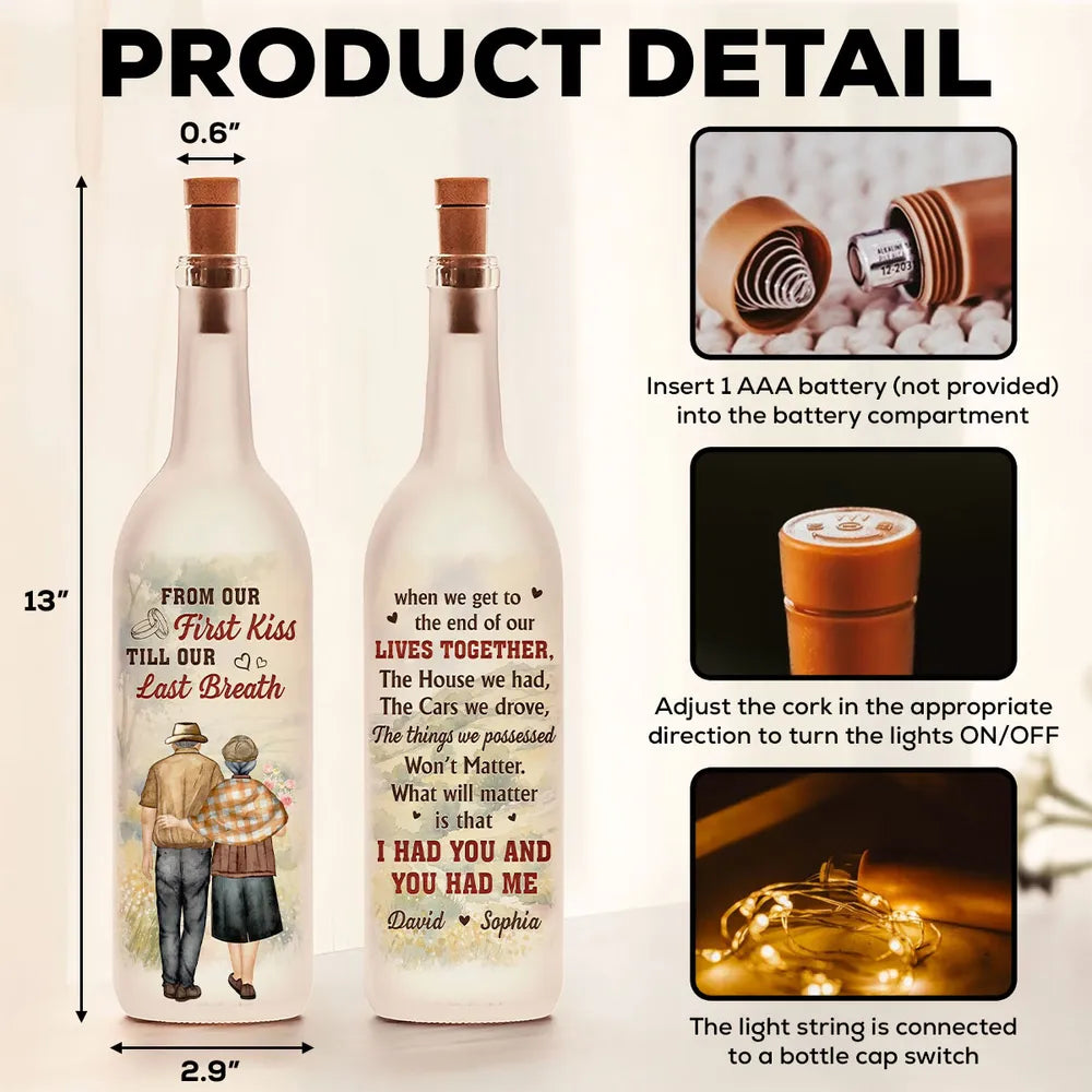 Personalized Couple Bottle Lamp With Warm Glow Bedroom Decor, Unique Romantic Gift for Husband or Wife