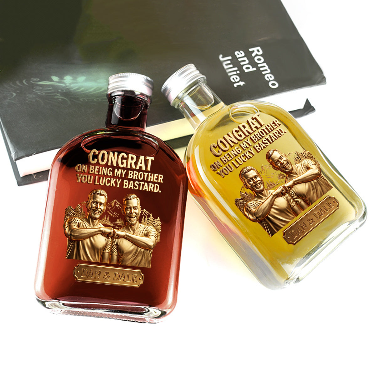 Custom Gift For Brother And Sister From Any Photo - Personalized Sibling Liquor Bottle