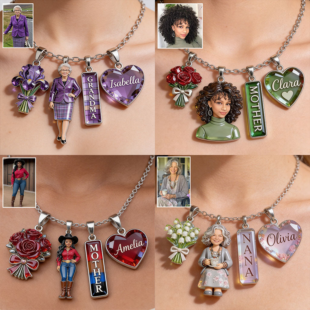 Custom Any Photo, Gift For Grandma, Mom - Personalized Grandma Metal Necklaces With Pendants