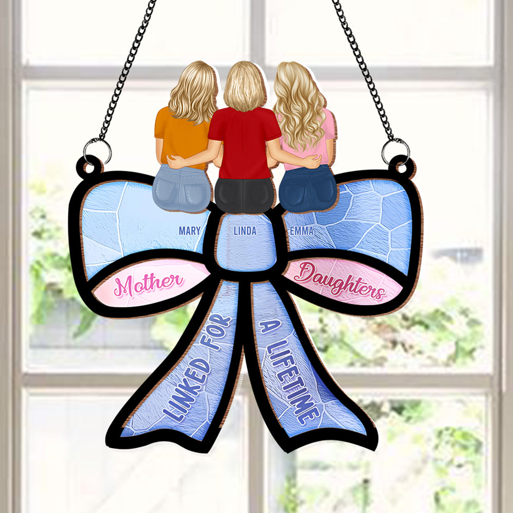 Mother & Daughter – Forever Linked Together - Personalized Wood and Acrylic Layered Ornament with Heartwarming Message, Perfect for Mother’s Day Gift