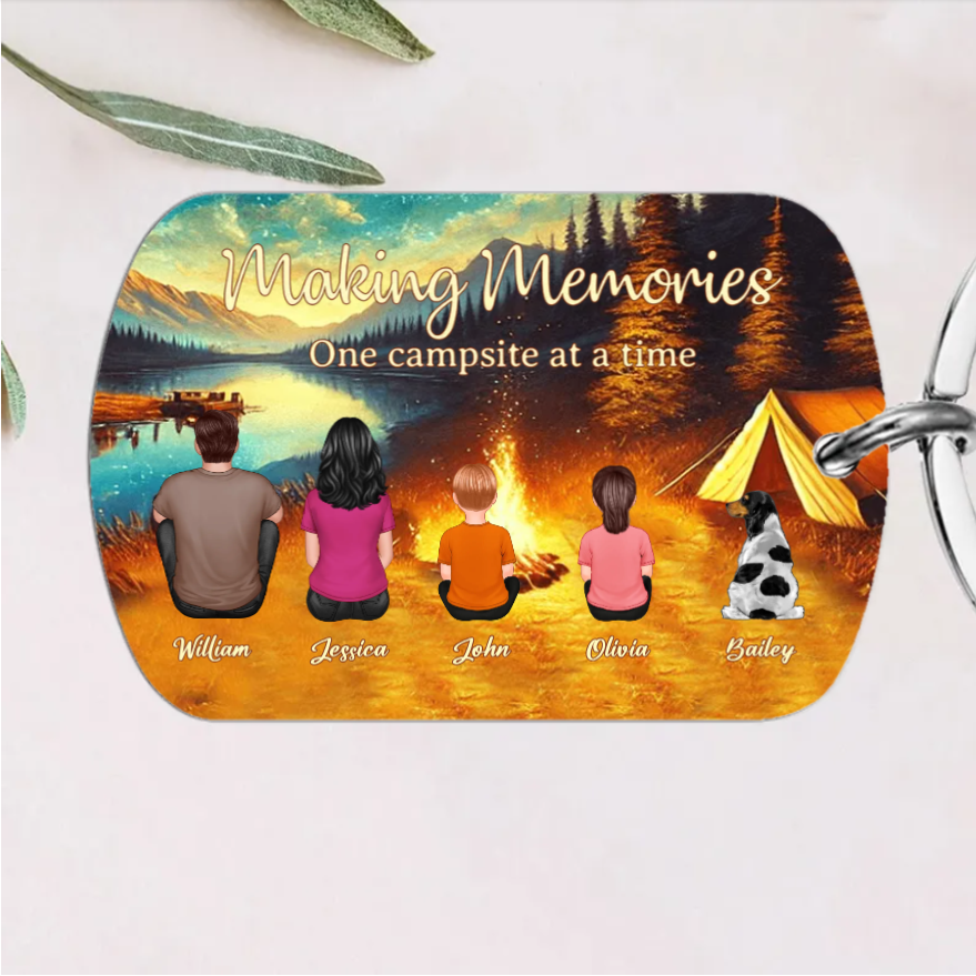 Making Memories Around the Campfire - Personalized Keychain, Poster or Canvas, Plaque, Wallet Card, Carhanger - Unique Family Camping Gift