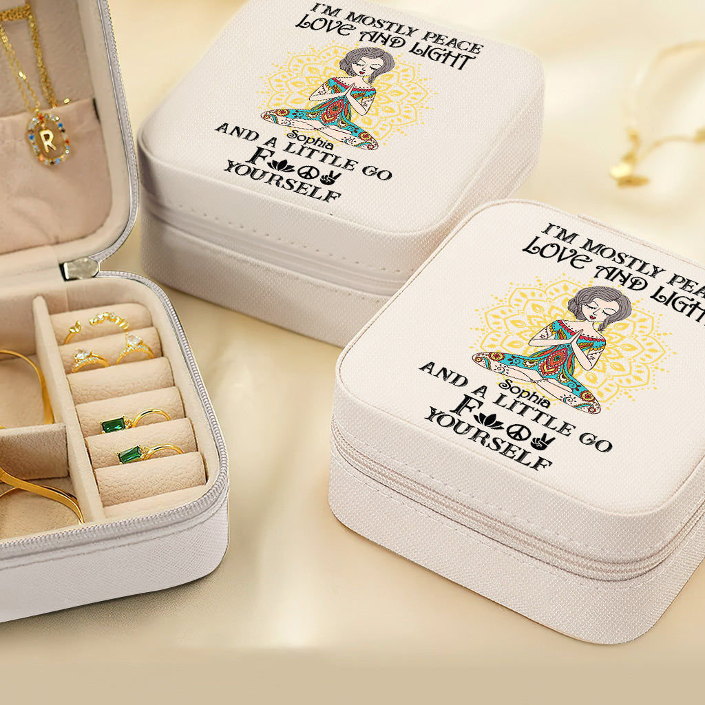 I’m Mostly Peace Love And Light - Personalized Yoga Jewelry Box