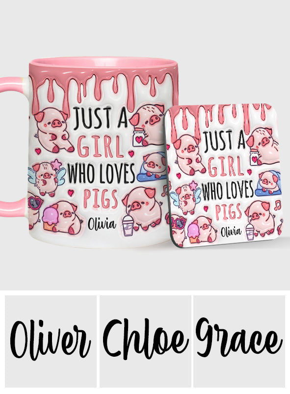 Just A Girl Who Loves Pigs - Personalized Pig Lover Accent Mug