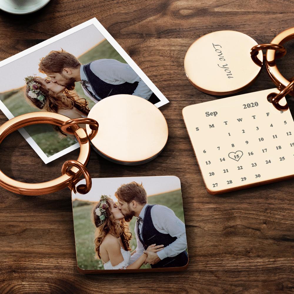 Custom Photo Calendar For Family, Couple, Besties Photo Calendar Keychain - gift for anyone, dog lover, cat lover, who lost a loved one - Personalized Keychain