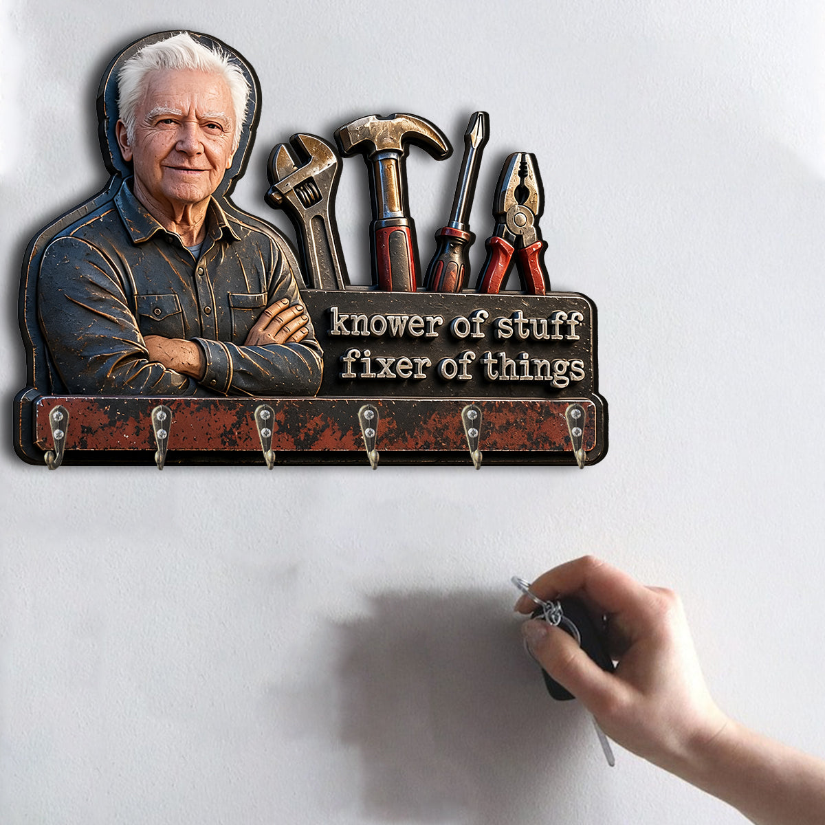 Father's Day Gift Idea - Personalized Father Custom Shaped Hanging Rack