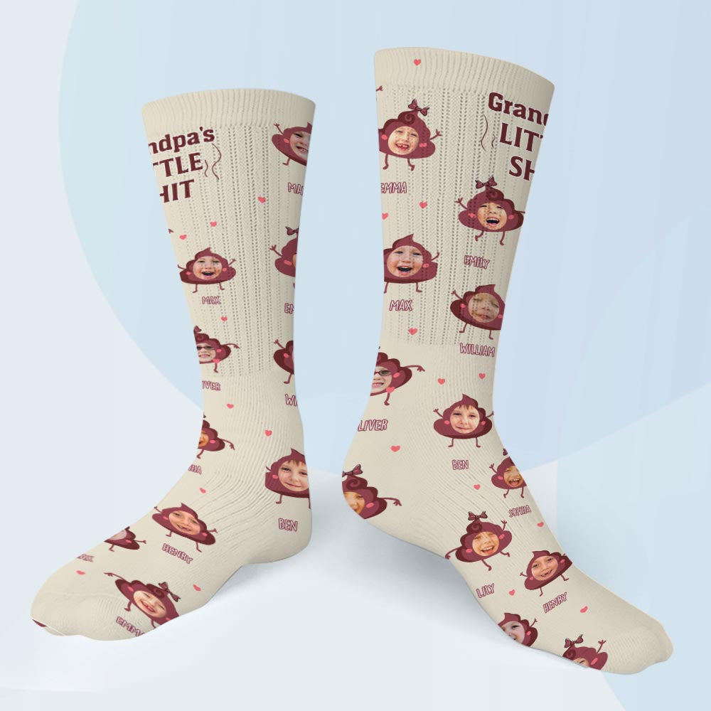 Daddy Little Shits - Gift for dad, grandma, grandpa, mom, uncle, aunt, brother, sister - Personalized Socks