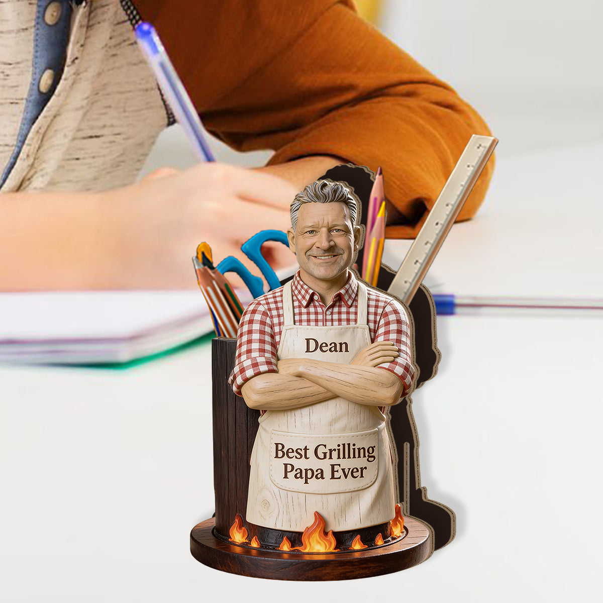 Best Dad Ever - Personalized Wooden Grilling Utensils Holder