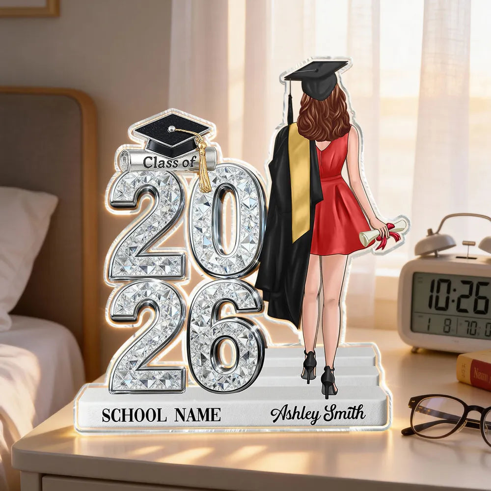 Personalized Shaped Acrylic Block Plaque Graduation Keepsake, Class Of Design With Cap, Unique Gift For Graduate