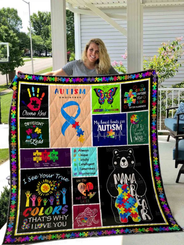 Autism My Heart Beats For Autism Animal - Autism Awareness Quilt 0921